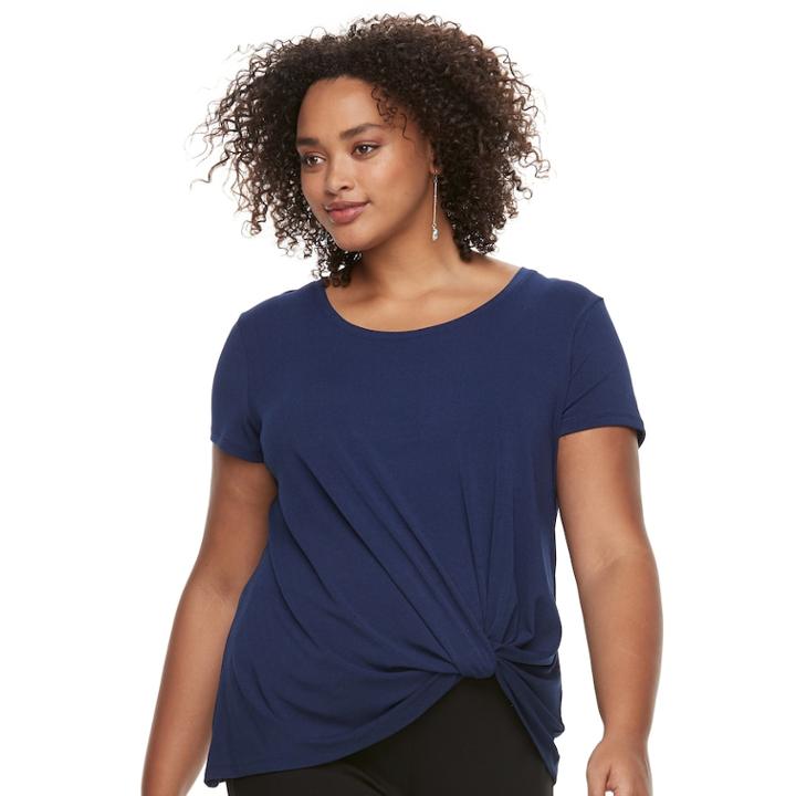 Juniors' Plus Size Candie's&reg; Knot-front Crepe Top, Teens, Size: 3xl, Drk Purple