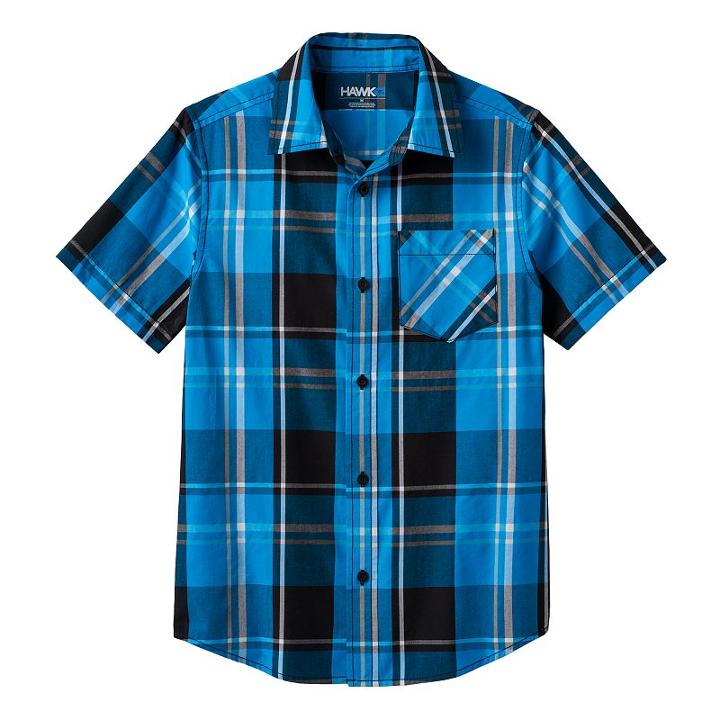 Boys 8-20 Tony Hawk&reg; Plaid Button-down Shirt, Boy's, Size: Large, Blue (navy)
