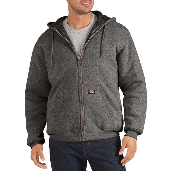 Men's Dickies Heavyweight Quilted Fleece Hoodie, Size: Large, Grey