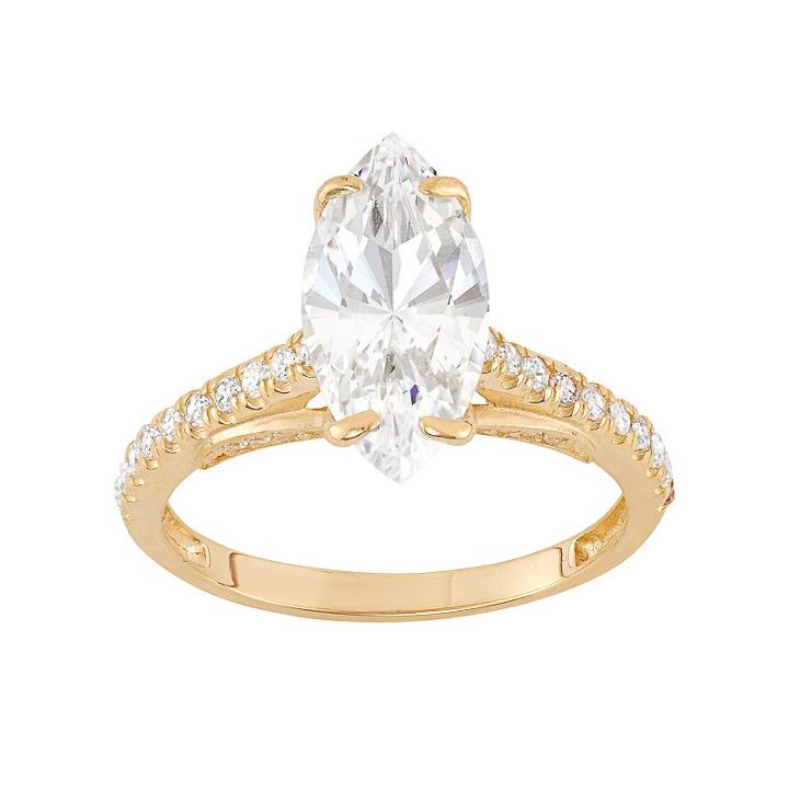 10k Gold Cubic Zirconia Marquise Engagement Ring, Women's, Size: 6, White