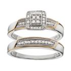 Always Yours Two Tone Sterling Silver 1/5 Carat T.w. Diamond Square Halo Engagement Ring Set, Women's, Size: 6, White