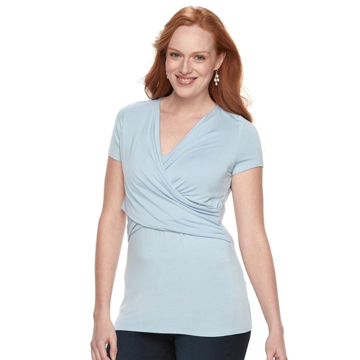 Maternity A:glow Drape Nursing Tee, Women's, Size: S-mat, Light Blue