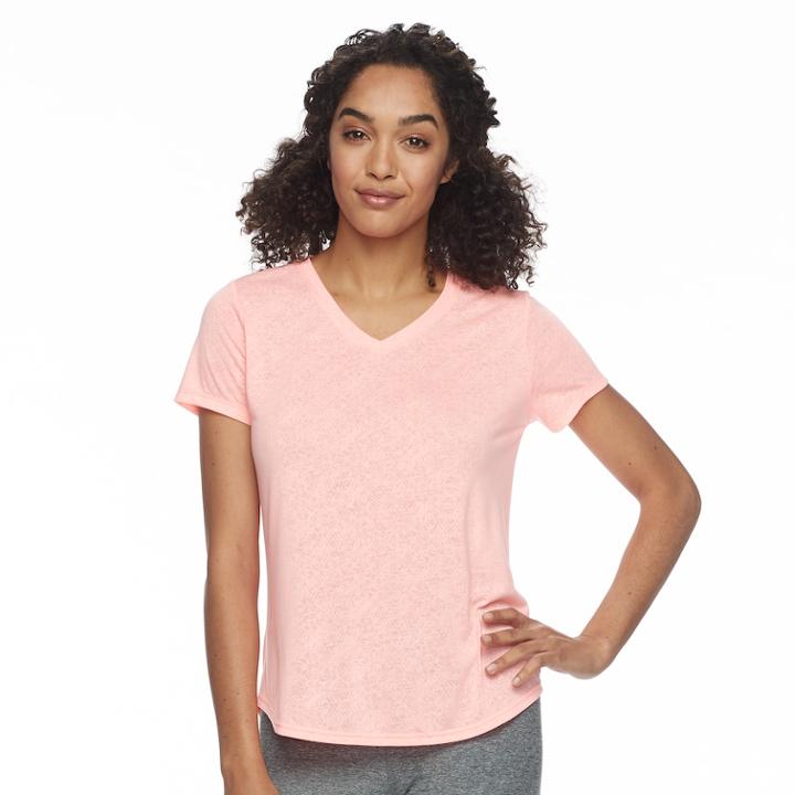 Women's Petite Tek Gear&reg; Core Short Sleeve Tee, Size: M Petite, Med Pink
