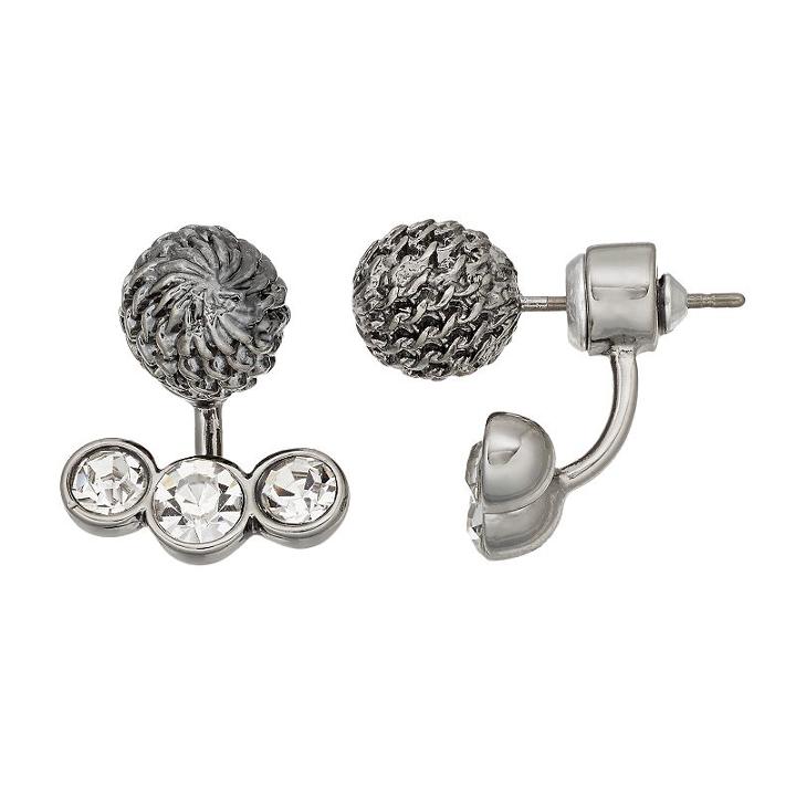 Simply Vera Vera Wang Chain Wrapped Ball Nickel Free Jacket Earrings, Women's, Silver