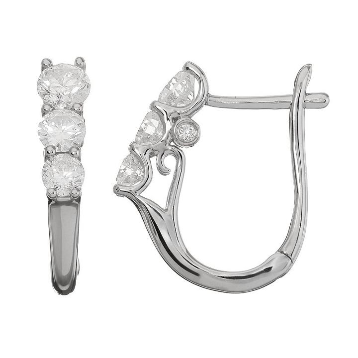 1 Carat T.w. Diamond 10k White Gold 3-stone Drop Earrings, Women's