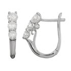 1 Carat T.w. Diamond 10k White Gold 3-stone Drop Earrings, Women's