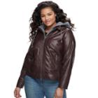 Juniors' Plus Size Jou Jou Faux-leather Jacket, Teens, Size: 2xl, Med Brown