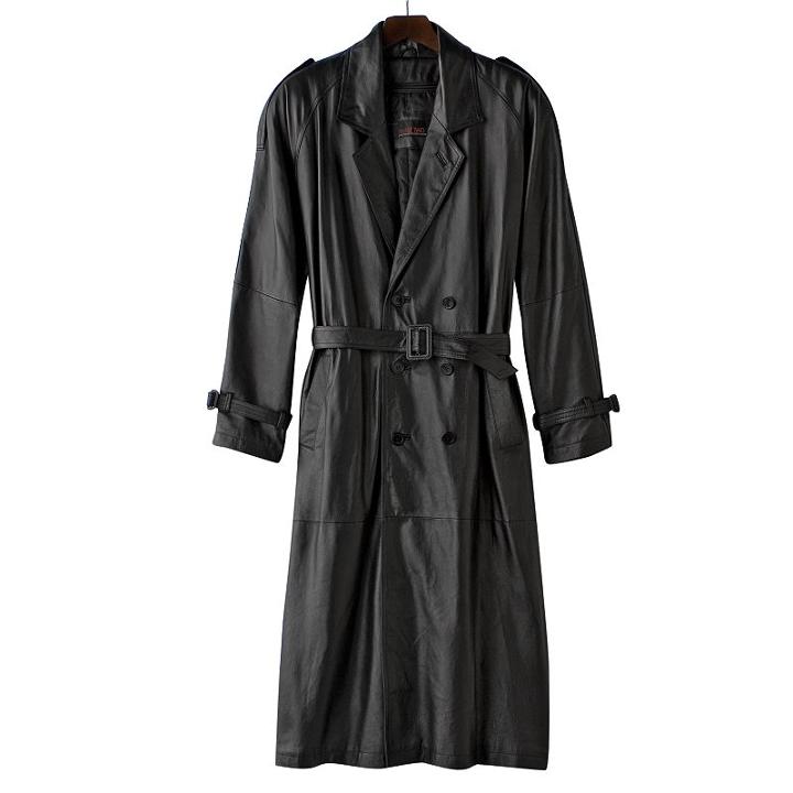 Big & Tall Excelled Nappa Leather Trench Coat, Men's, Size: Xxl Tall, Black