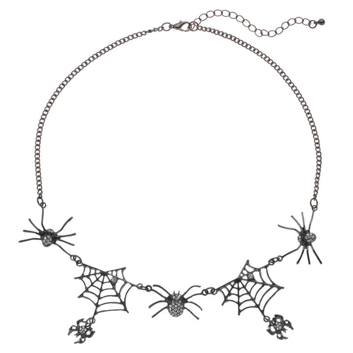 Spider & Spiderweb Necklace, Women's, Charcoal