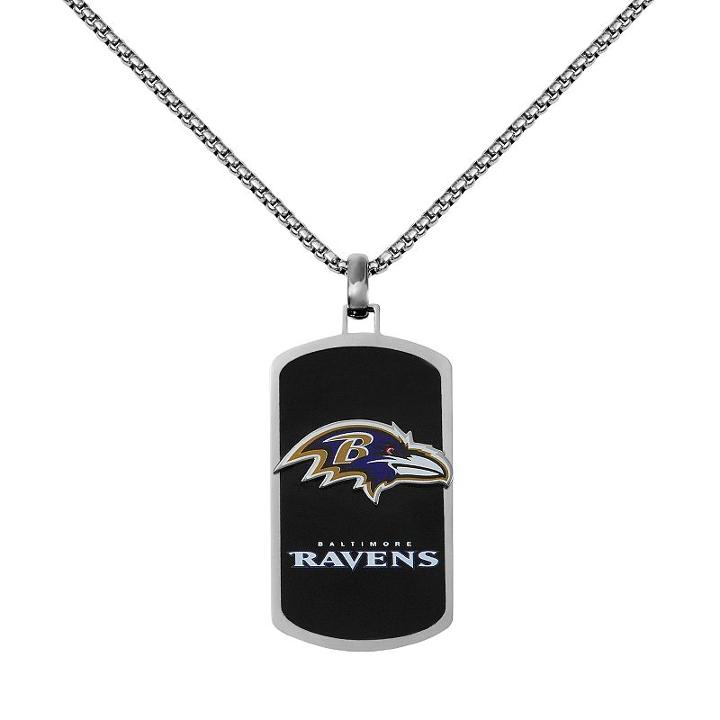 Men's Stainless Steel Baltimore Ravens Dog Tag Necklace, Silver