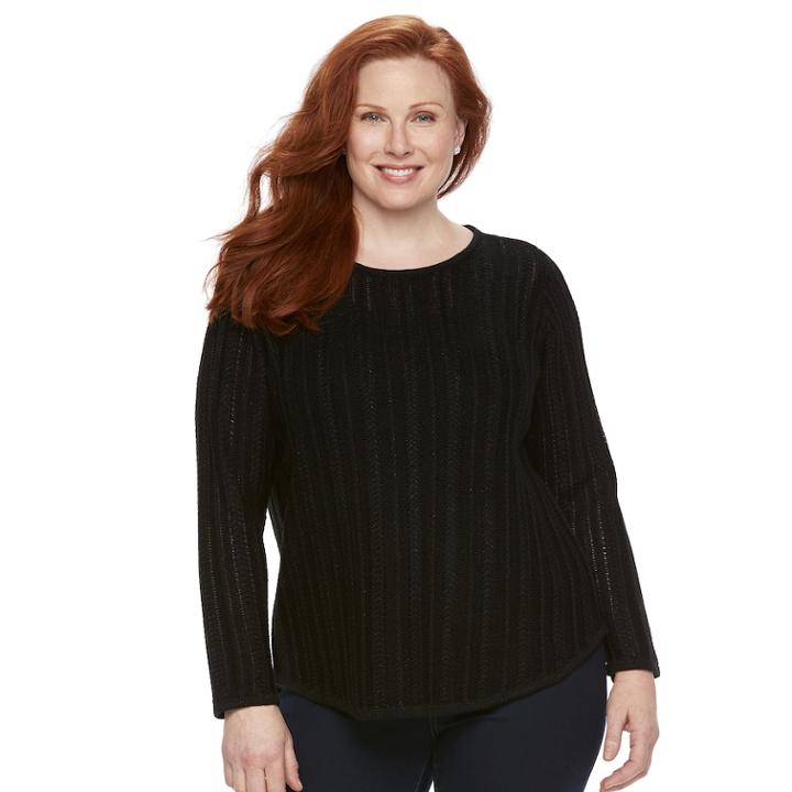 Plus Size Croft & Barrow&reg; Lurex Sweater, Women's, Size: 2xl, Grey (charcoal)