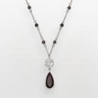Miami Heat Silver Tone Crystal Y Necklace, Women's, Black