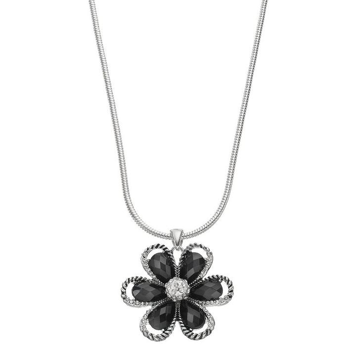 Dana Buchman Black Flower Pendant Necklace, Women's