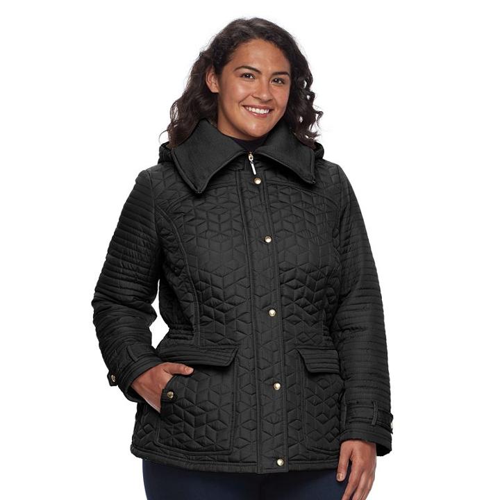 Plus Size Weathercast Quilted Anorak, Women's, Size: 2xl, Black
