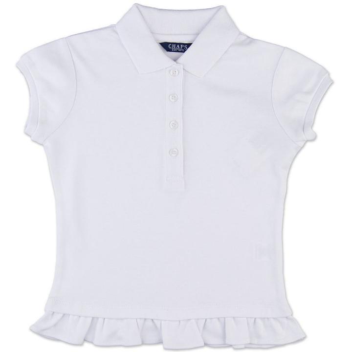 Girls 4-6x Chaps Ruffled Hem School Uniform Polo, Girl's, Size: Large, White