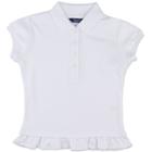Girls 4-6x Chaps Ruffled Hem School Uniform Polo, Girl's, Size: Large, White