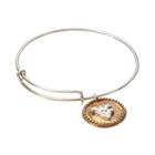 Dayna U Sterling Silver West Virginia Mountaineers Antiqued Coin Bangle Bracelet, Women's, Grey