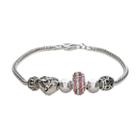 Individuality Beads Crystal Sterling Silver Snake Chain Bracelet & I Love You Heart Bead Set, Women's, Size: 7.5, Multicolor