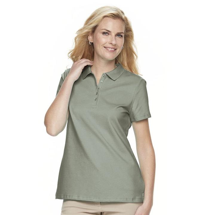 Women's Croft & Barrow&reg; Classic Solid Polo, Size: Xxl, Green