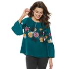 Women's Apt. 9&reg; Zipper Accent Georgette Top, Size: Xl, Dark Green