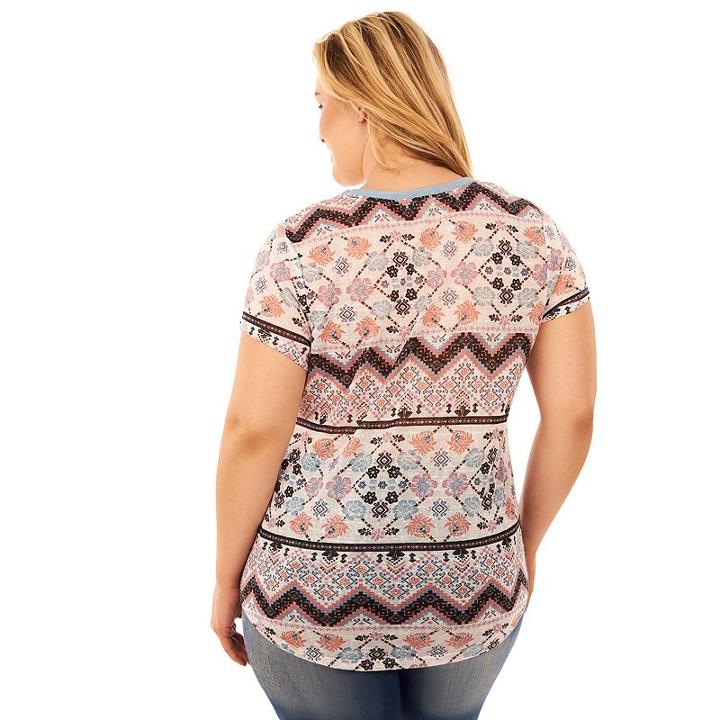 Juniors' Plus Size Wallflower Print Contrast Pocket Tee, Teens, Size: 2xl, Grey Other