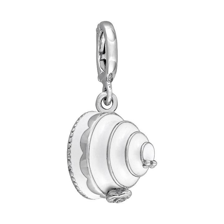 Laura Ashley Jubilee Collection Sterling Silver Tiered White Cake Charm, Women's, Grey