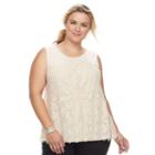 Plus Size Design 365 Tiered Lace Tank, Women's, Size: 2xl, Ovrfl Oth