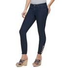Petite Jennifer Lopez Skinny Button Ankle Jeans, Women's, Size: 12 Petite, Dark Blue