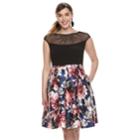 Plus Size Chaya Cap-sleeve Mesh Dress, Women's, Size: 14 W, Black Rose Floral