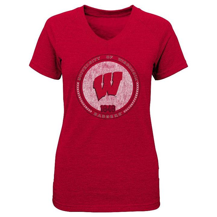 Girls 7-16 Wisconsin Badgers Team Medallion Tee, Girl's, Size: M(10-12), Red