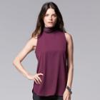 Women's Simply Vera Vera Wang Chiffon Turtleneck Tank, Size: Xl, Purple