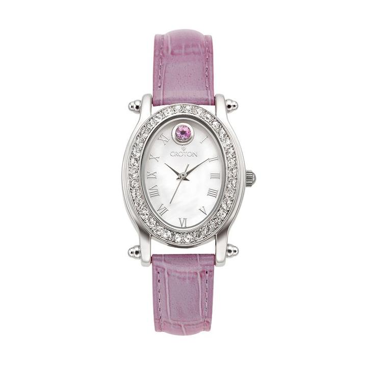 Croton Women's Birthstone Leather Watch, Purple