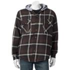 Victory Rugged Wear Plaid Flannel Hooded Shirt Jacket - Men, Size: Large, Brown