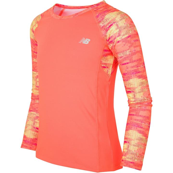 Girls 7-16 New Balance Long Sleeve Performance Top, Size: 10-12, Med Orange