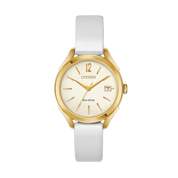 Drive From Citizen Eco-drive Women's Ltr Leather Watch - Fe6142-08a, Size: Medium, White