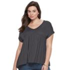 Juniors' Plus Size Mudd&reg; Empire Swing Tee, Girl's, Size: 1xl, Grey (charcoal)
