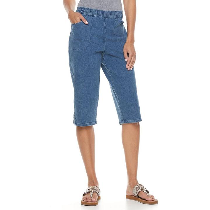 Women's Croft & Barrow&reg; Lattice-hem Skimmer Capris, Size: Large, Med Blue