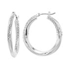 Napier Simulated Crystal Twisted Inside-out Hoop Earrings, Women's, Silver