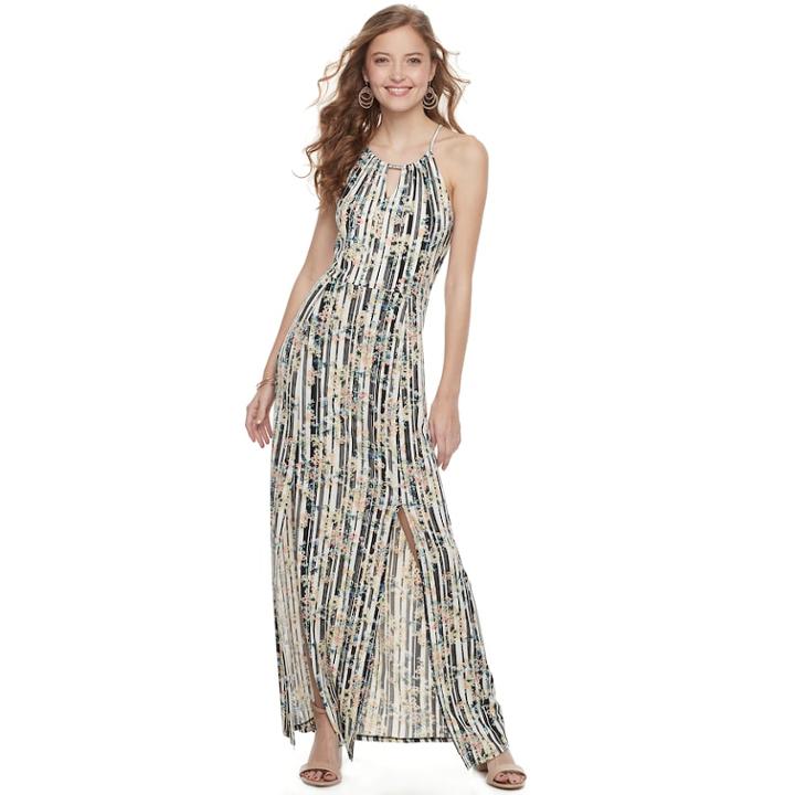 Juniors' Candie's&reg; Print Halter Maxi Dress, Teens, Size: Small, White