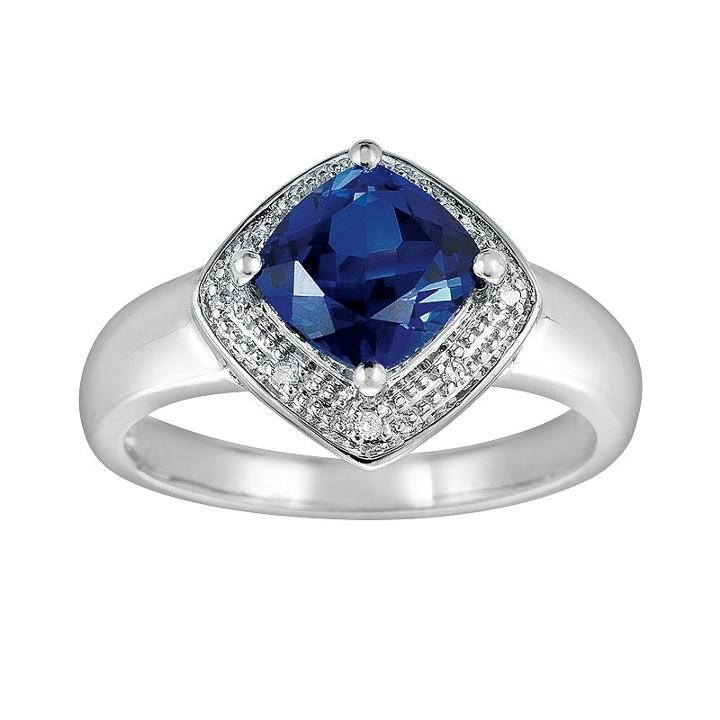 Sterling Silver Lab-created Sapphire And Diamond Accent Ring, Women's, Size: 6, Blue