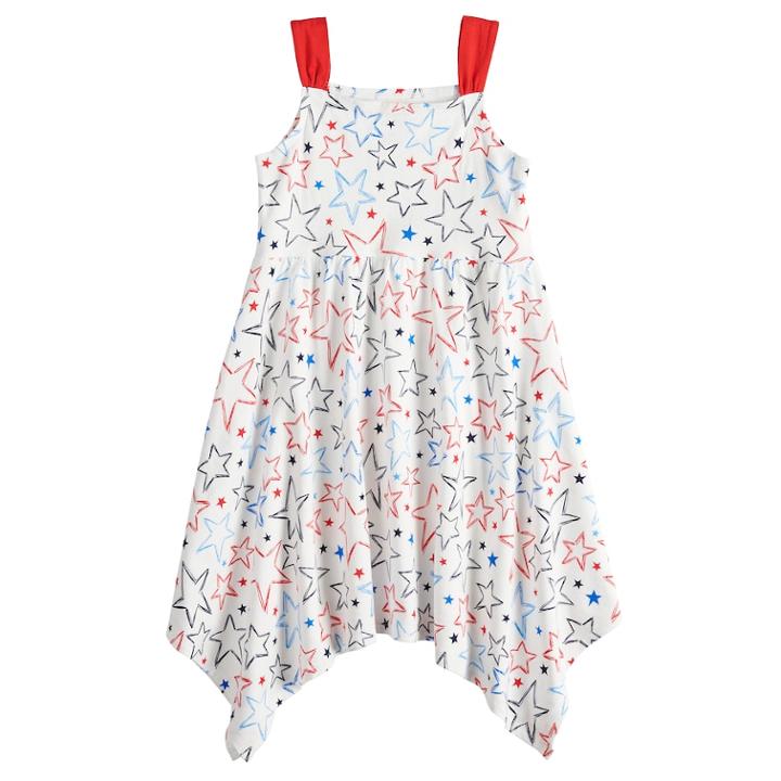 Girls 4-10 Jumping Beans&reg; Star Handkerchief Hem Dress, Size: 5, White