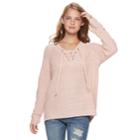 Juniors' It's Our Time Lace-up Sweater, Teens, Size: Xl, Pink Ovrfl