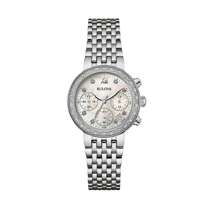 Bulova Women's Stainless Steel Chronograph Watch - 96r204, Grey