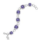 Logoart Colorado Rockies Legend Silver Tone Purple Glass Logo Charm Bracelet, Women's, Size: 7.5, Grey
