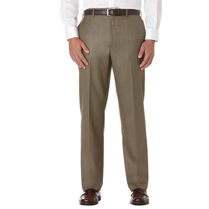 Big & Tall Savane Sharkskin Straight-fit Flat-front Dress Pants, Men's, Size: 50x30, Beige Oth