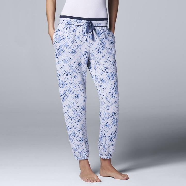 Women's Simply Vera Vera Wang Pajamas: Love To Lounge Jogger Pants, Size: Large, Light Blue