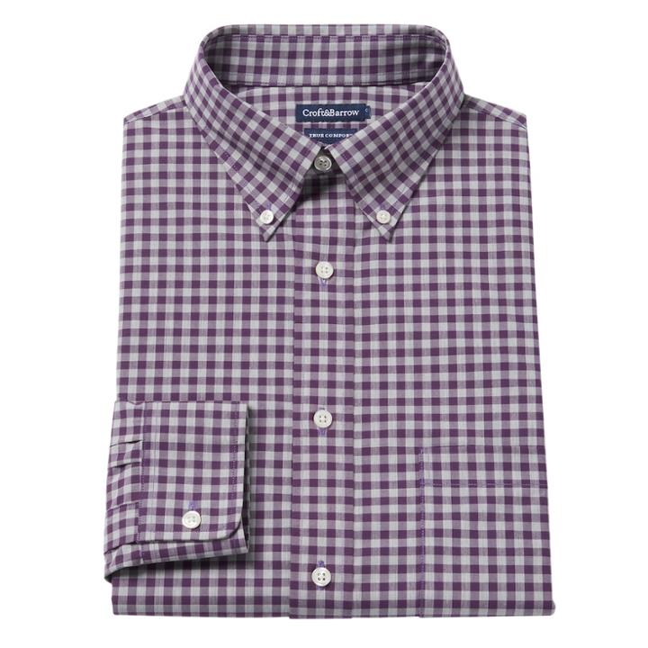 Big & Tall Croft & Barrow&reg; True Comfort Regular-fit Dress Shirt, Men's, Size: 17 36/7t, Purple