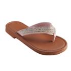 Girls 4-16 Rhinestone Flip Flops, Girl's, Size: 12/13, Med Pink
