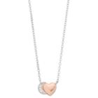 Close At Heart Two Tone Sterling Silver Cubic Zirconia Heart & Moon Necklace, Women's