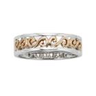 14k Gold Two Tone Scrollwork Wedding Band - Men, Size: 10, Multicolor